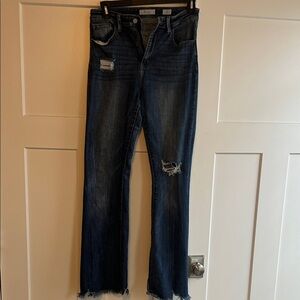 KanCan Dark Blue Distressed Flare Jeans